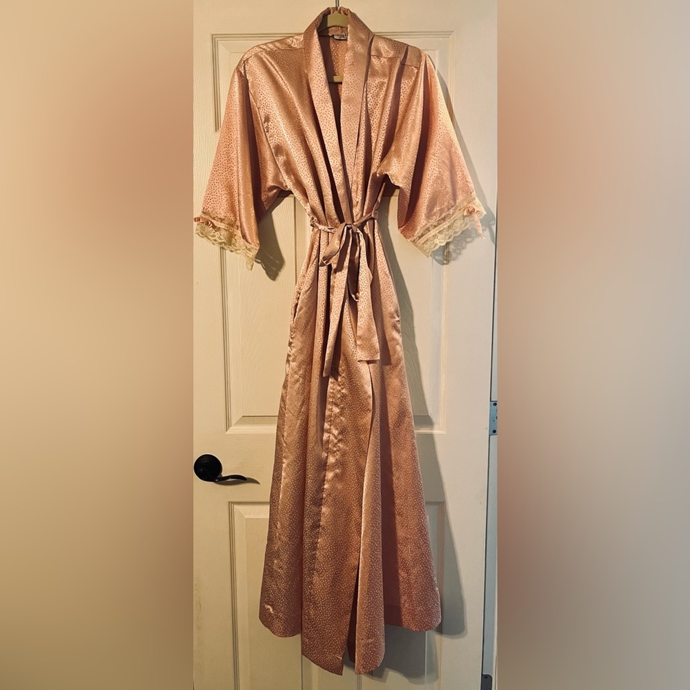 Vintage Christian Dior Pink Polka Dot Lingerie Robe